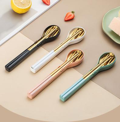 China Sustainable Portable Travel Camping Lunch Box Fork Spoons Chopsticks Set Stainless Steel - Tableware Sets for sale