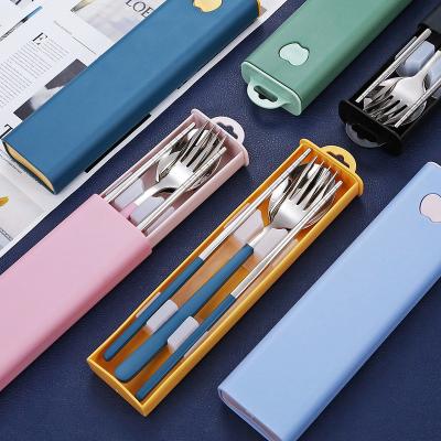 China Viable American Style Clearance Fork Korean Spoon Chopsticks Student Cutlery Set 3pcs 304 Stainless Steel Portable Dinnerware Set for sale