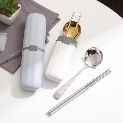 China Viable Portable Spoon Chopsticks 304 Stainless Steel Tableware Travel Business Tableware Outdoor Dinnerware Set for sale