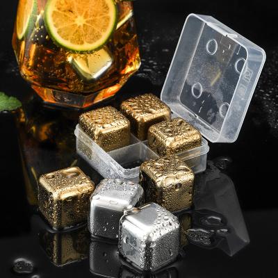 China Sustainable Factory Food Grade Cold Stones Reusable Ice Wine Stone Bar Tools 304 Stainless Steel Ice Cube for sale