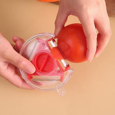 China Viable Three-in-One Stainless Steel Knife Multifunctional Portable Rotary Round Peeling Potato Fruit Peeler Kitchen Accessories for sale