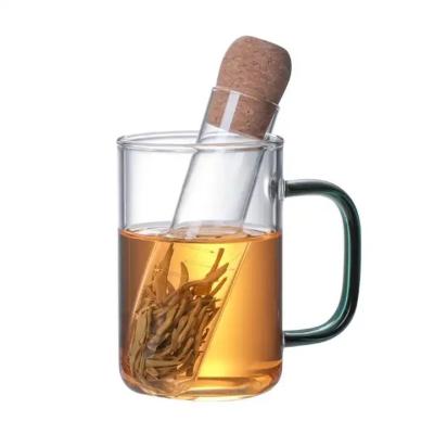 China Viable Glass Tea Infuser Mini Transparent Tea Strainer Cork Tube Brewing Tube Tea Set Kitchen Tools for sale