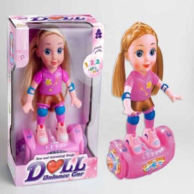 China Toy Amazon Fashion Battery Operated Hot Selling Lovely Doll; balance doll car with music and light; carry balance doll for sale