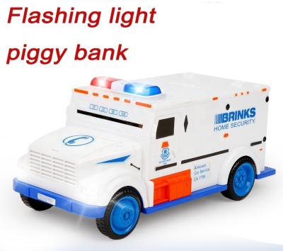 China 2020 Amazon hot selling plastic box, battery operated money truck hot selling restructuring credit saving piggy bank; carry toy money box with light for sale