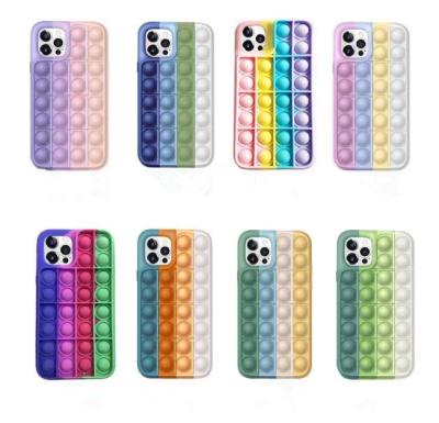 China Anti-falling Bubble Restless Squeeze Toy Phone Case Silicon Soft Sensory Play Push Pops Case for iphone 12 for sale