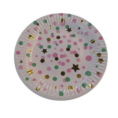 China Birthday Color Disposable Disposable High Quality Environmental Friendly Paper Plate for sale