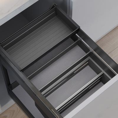 China Water Proof Kitchen DIY Spice Drawer Rack Buffet Organizers Double Layer Pull Out Spice Storage Drawer STLC 600 for sale