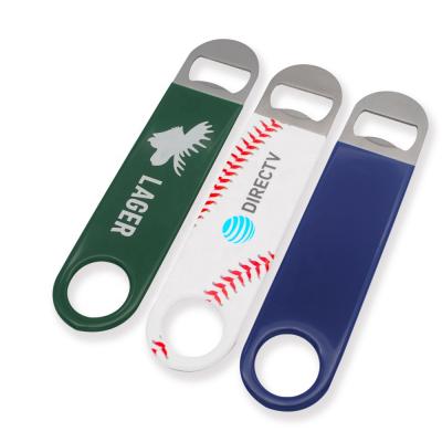 China plastic coated surface stainless steel blue green white bottle opener K10024 for sale