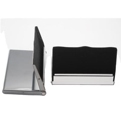 China Wholesale High Quality Black Business Logo Laser Free Silver Mirror Finished Stand Pocket Metal Business Card Holder For Men's Gift for sale