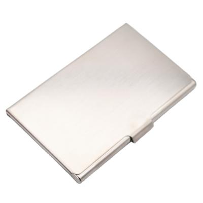 China Plain Silver Brushed Metal Business Card Holder for sale