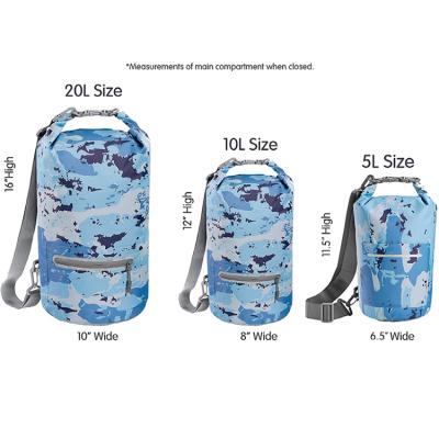 China Suittable For Clothing Useful Waterproof Goods Storaging Dry Bag With Outside Zippered Pocket With Adjustable Shoulder Strap for sale