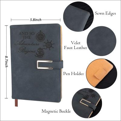 China PU Hard Cover Velvet PU Book Refillable Journal Journal for Women and Men with Pen and Magnetic Buckle for sale