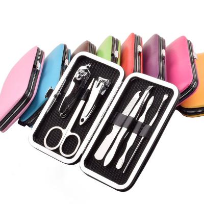 China Wholesale Custom Beauty Care Yangjaing Logo 7 Pcs Stainless Steel Nail Clippers Set With Leather Pouch for sale