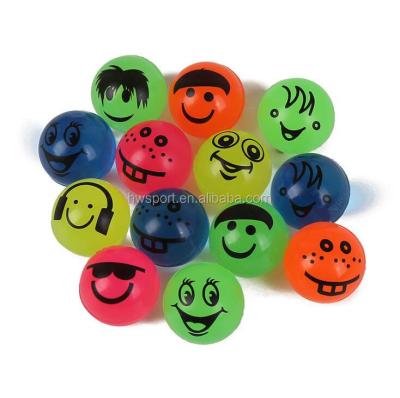 China Multi Color Children's Toy 32mm High Promotional Toy Bouncing Ball Smiley Vending Machine Rubber Ball Bouncing Ball for sale