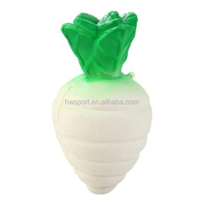 China 2021 Promotional White Anti Stress Radish Squeeze Ball Pu Toy Squishy Toys Customized Vegetable Squeeze Toy for sale