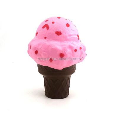 China PU Foam Anti Stress Ball Customized Food To Train Soft Stress Toys Customized Pink Unity Ice Cream Cone Stress Toys central for sale