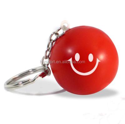 China Hot Selling Soft PU Stress Ball Anti Stress Ball PU Foam Round Stress Ball Keychains Toys Promotional Smiley Gifts Anti Strain ket Rings for sale