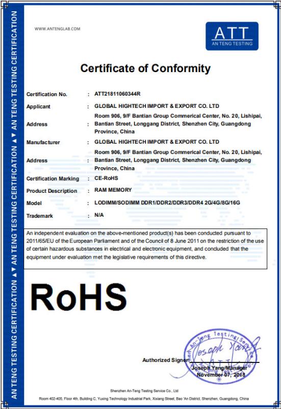 RoHS - Shenzhen Global Hightech Import & Export Co., Ltd.