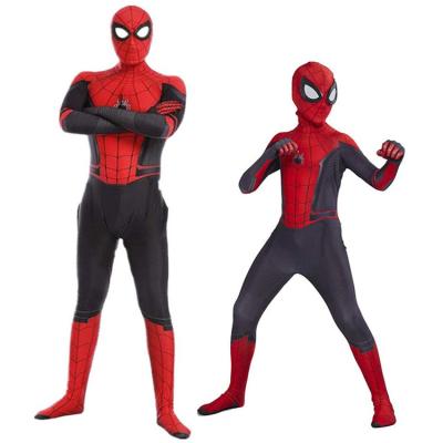 China 2022 Hot Sales Polyester Superhero Movie Red Spider Overalls Halloween Adult Spiderman Kids Cosplay Costume for sale