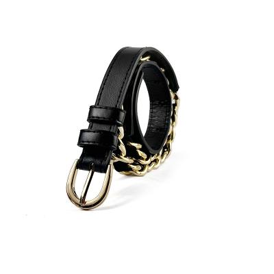 China Retro  Factory Wholesale Waist Chain Women's PU Belt Women's Belt Alloy Buckle Metal Chain Matching Trouser Skirts for sale