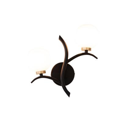 China Modern Black Gold Color Two Head Tree Shape Indoor Bedroom Wall Lamp for sale