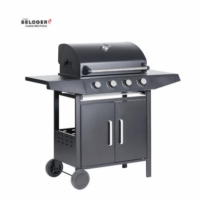 China Easily Assembled Wholesale 4 burner gas grill commercial propane grill gas grill with wheels and storage for sale