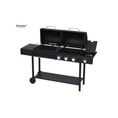 China Easily Assembled Commercial Professional Restaurant Kitchen Outdoor Camping Easy Mobile Gas Dual Charcoal grill for sale