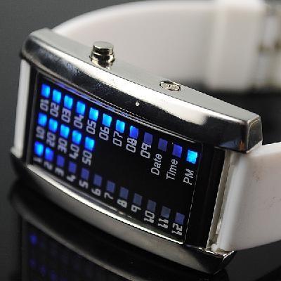 China New Fashion Men Women's 29 Flash Blue LED Digital Sport Watch White for sale