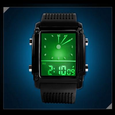 China Double Time Zone Shine  LCD Analogue Watch ABS Plastic Case for sale