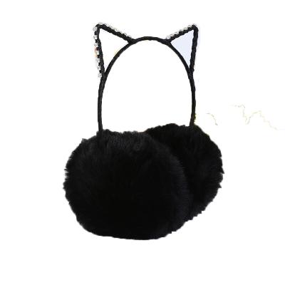 China High Quality Ear Warmers EMF-8 Plush Earmuffs New Style Diamond Dot Cat Ear Muffs Winter Korean Women's Ear Warmers for sale