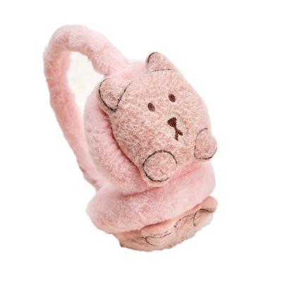 China New cute children's warm earmuffs for autumn and winter cartoon little bear pupil earmuff cute plush ear warmer for sale