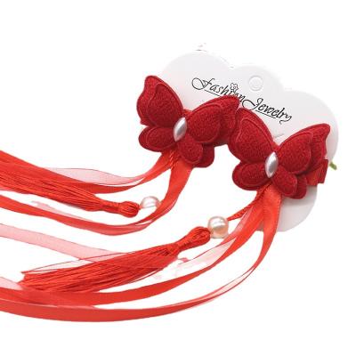 China Chinese Style Children's Headdress Ancient Fringe Ribbon Hanfu Hairpin Bridesmaid Long With Chinese Headdress for sale