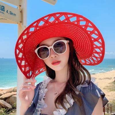 China European and American style summer lBig gir gutters sun hat vacation beach straw hat fashion sun hat by the sea for sale