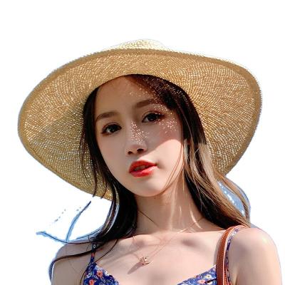 China ENGLAND STYLE sunscreen sunscreen beach hat small fresh Korean style flat top hat outdoor straw hat women for sale