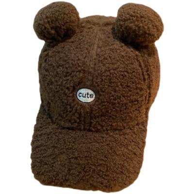 China Cute Teddy Fleece Baseball Cap Female JOINT Bear Ears Thicken Winter Warm Cap For Leisure for sale