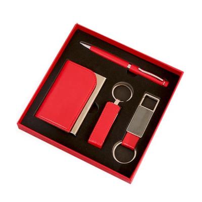 China PU Leather Gift Set Luxury Red Color PU Leather Material Wholesale Gift Sets For Men And Women For Wedding Gift for sale