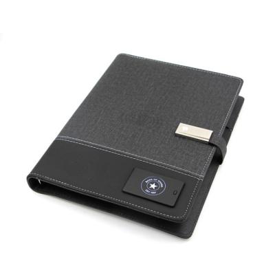 China PU Cover Printed High Quality Leather Diary With Power Bank for sale