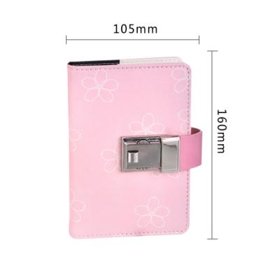 China Sakura diary with lock 2021 beautiful pink pu leather sarura mini pocket diary with lock for sale