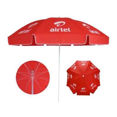 China Wholesale Outdoor Furniture Polish Stainless Steel Parasol Patio Silk Screen Printing Beach Umbrella for sale