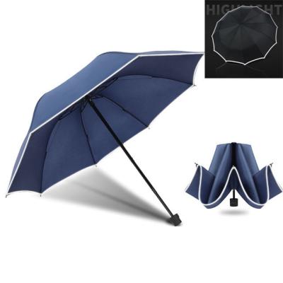 China High Quality Promotion Logo Branding Automatic Reflective Umbrella For Night for sale