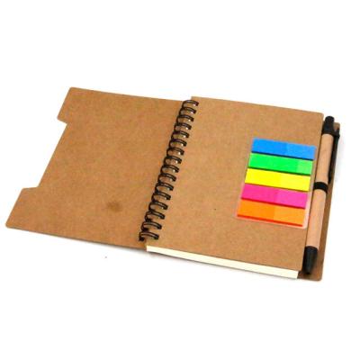 China Eco-friendly cheap promotional mini pocket craft brown recycled material custom logo spiral printed spiral notepad with pen for sale