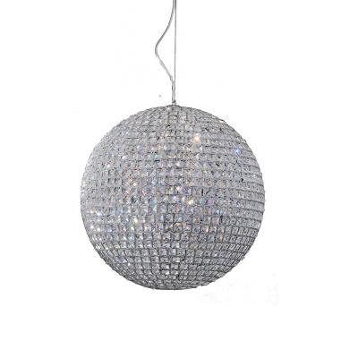 China Best Modern Chinese Chrome K9 Crystal Round Hanging Pendant Lamp Light Fixture Indoor Residential Crystal Ball Suspension Lights for sale