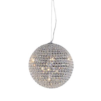 China Chinese best K9 crystal crystal ball pendant light modern chrome round hanging pendant lamp indoor residential lighting fixture for sale