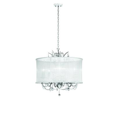 China Best Chinese Crystal Contemporary Hanging K9 Chain Chrome Pendant Light with Fabric Shade Around Pendant Lamp Indoor Residential Residential Lighting Fixture for sale