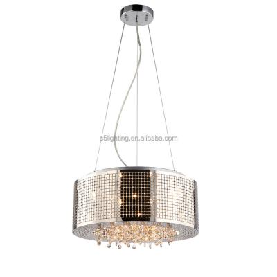 China Best Chrome K9 Stainless Steel Laser Cut Shade Contemporary Crystal Pendant Lamp Chinese Modern Crystal Pendant Light Residential Residential Light Fixture for sale