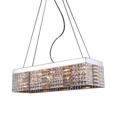 China Modern Elegant Living Room Rectangular K9 Crystal Hanging Light Classic Pendant Light LED Decorative Pendant Lamp for sale