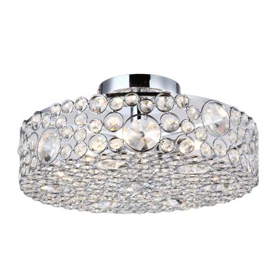 China Chrome K9 Contemporary Modern Crystal Ceiling Lamp Contemporary Semi Flush Mounted Metal Frame Residential Lighting for sale