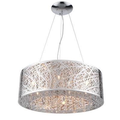 China Residential K9 Laser Cut Stainless Steel Chrome Pendant Light Hanging Crystal Pendant Light Contemporary Style for sale