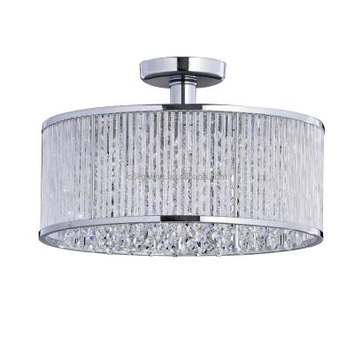 China Contemporary Simple Design Flush Mount Modern Elegant K9 Crystal Ceiling Light Fixture Chrome Lamp With Glass for sale