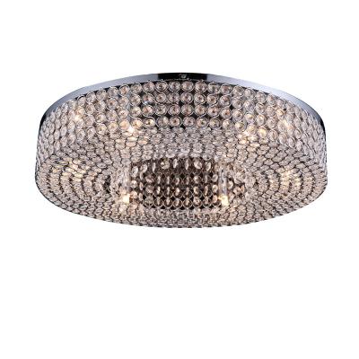 China Contemporary Elegant Crystal Modern Round Ceiling Lamp Fashion Square K9 LED Chrome Flush Mount Ceiling Light for sale